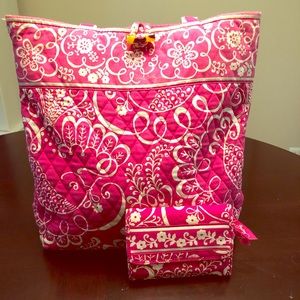 Vera Bradley Floral Pink Tote bag and Wallet Set